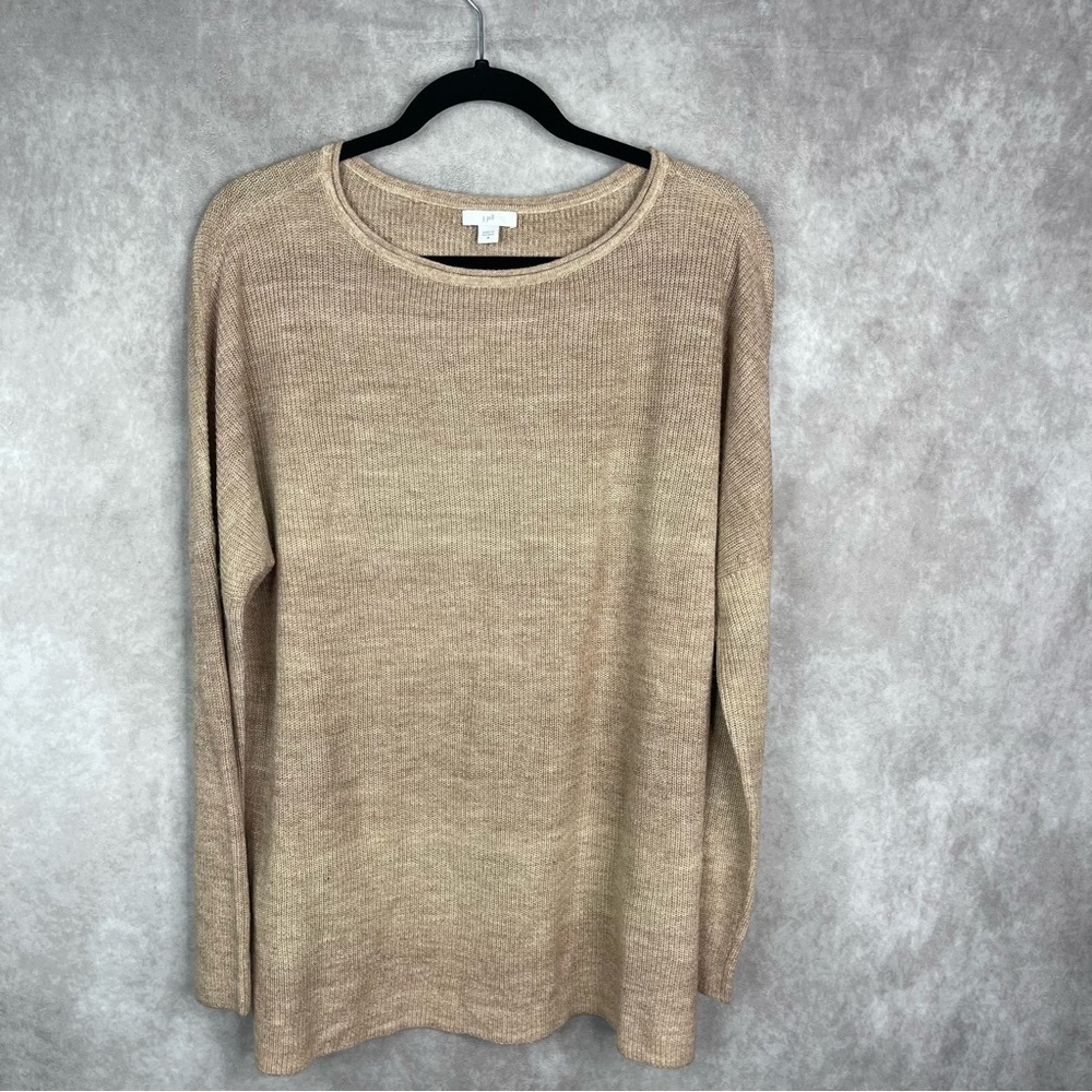 J.Jill Cotton Acrylic Ombre Crewneck Pullover Knit Sweater In Tan Women's Sz M